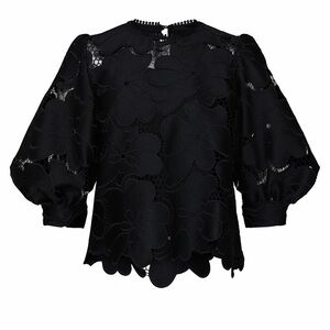 Hunter Bell Peyton Puff Sleeve Black Top